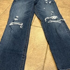 Old Navy Blue Straight Leg Jeans with Distressing